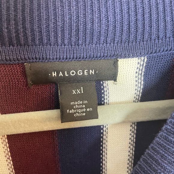 Halogen Navy and Burgundy Striped Sweater - Picture 3 of 3